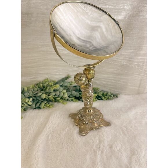 Vintage Cherub Vanity‎ Mirror | Ornate Standing Makeup Mirror - Picture 1 of 4